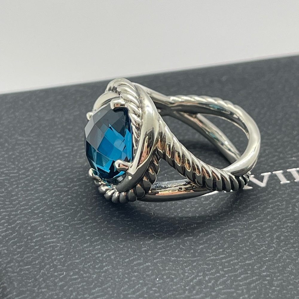David Yurman Hampton Blue Topaz Infinity Ring - Picture 8 of 10